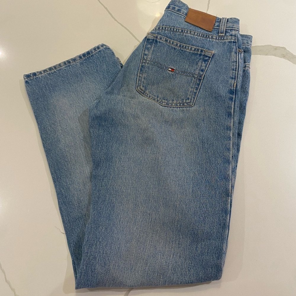 Vintage Tommy Hilfiger Tommy Jeans wide leg mid rise 100% cotton denim